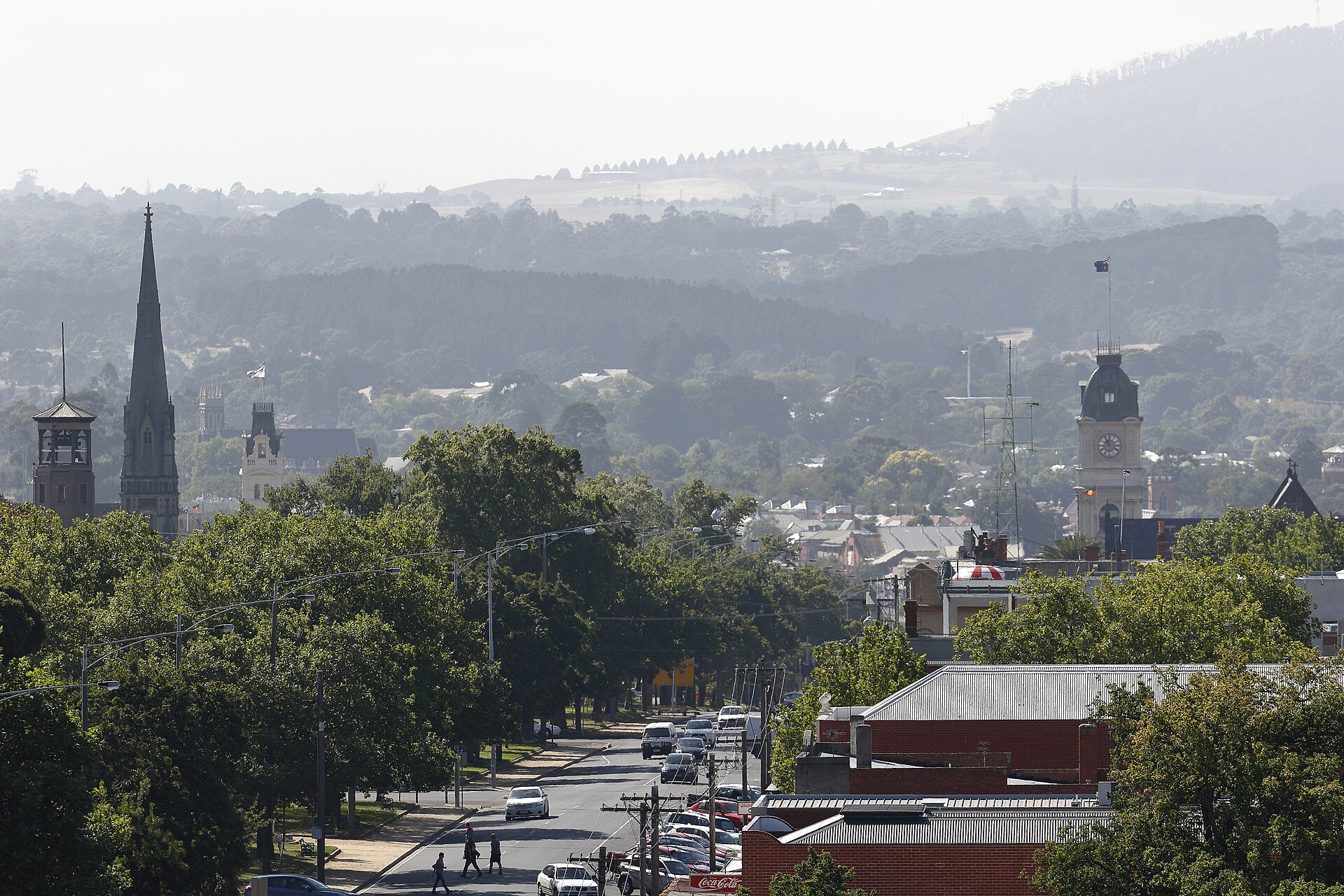 Sturt Street and the Ballarat Town Hall clock tower, Ballarat, Victoria